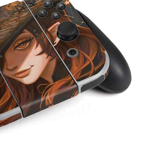 Halloween Pumpkin Witch with Fox by Ivy Dolamore Nintendo Switch OLED (2021) Skin